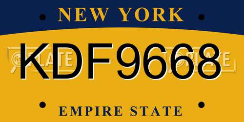 KDF9668 New York License Plate