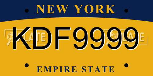 KDF9999 New York License Plate
