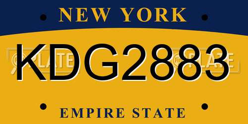 KDG2883 New York License Plate