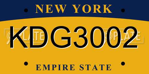 KDG3002 New York License Plate