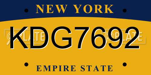 KDG7692 New York License Plate