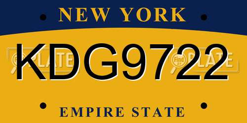 KDG9722 New York License Plate