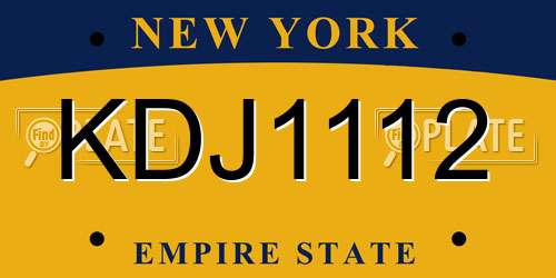 KDJ1112 New York License Plate