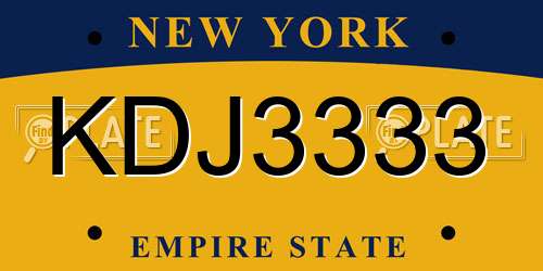 KDJ3333 New York License Plate