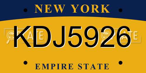 KDJ5926 New York License Plate