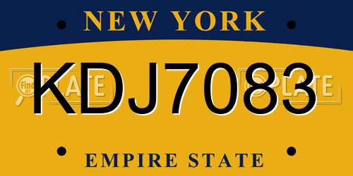 KDJ7083 New York License Plate