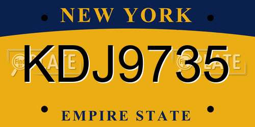 KDJ9735 New York License Plate