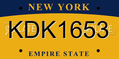 KDK1653 New York License Plate