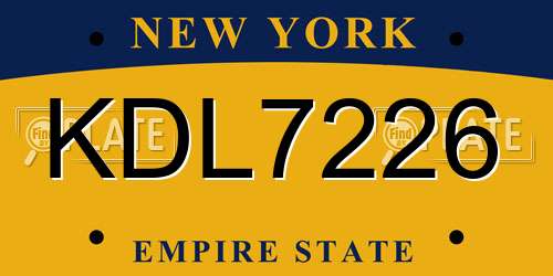 KDL7226 New York License Plate