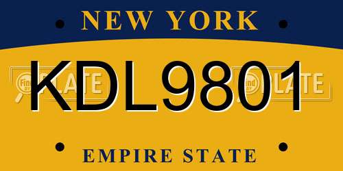 KDL9801 New York License Plate