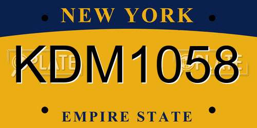 KDM1058 New York License Plate