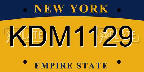 KDM1129 New York License Plate