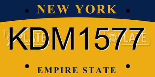 KDM1577 New York License Plate