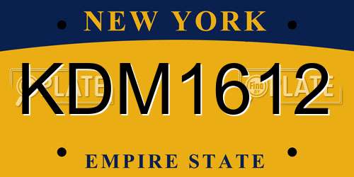 KDM1612 New York License Plate