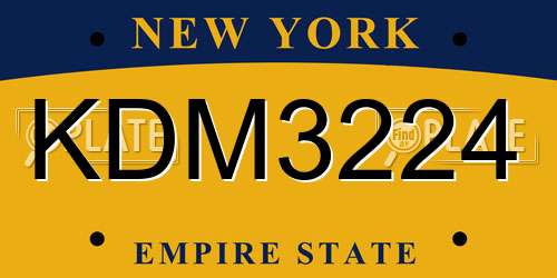KDM3224 New York License Plate