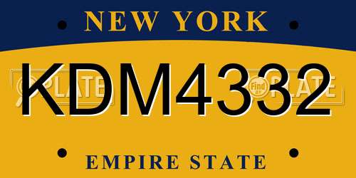 KDM4332 New York License Plate