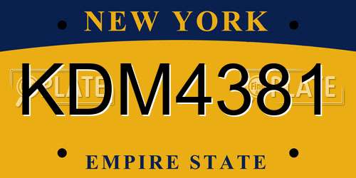 KDM4381 New York License Plate