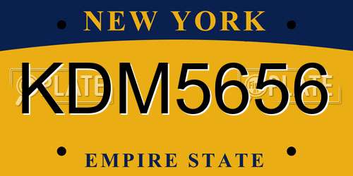 KDM5656 New York License Plate