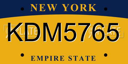 KDM5765 New York License Plate
