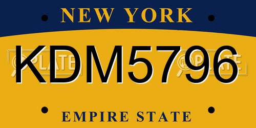 KDM5796 New York License Plate