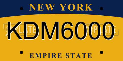 KDM6000 New York License Plate