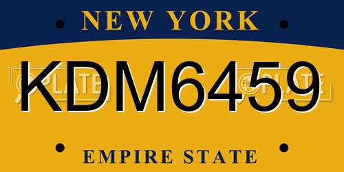 KDM6459 New York License Plate
