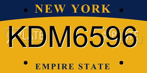 KDM6596 New York License Plate