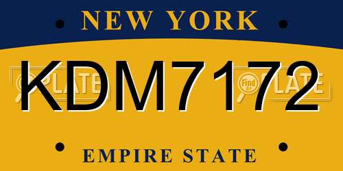 KDM7172 New York License Plate