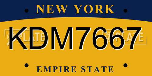 KDM7667 New York License Plate