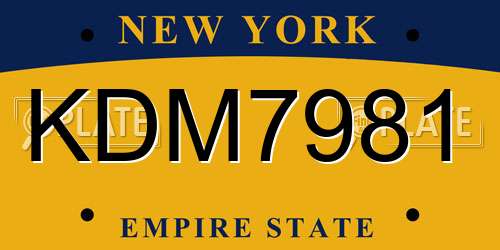 KDM7981 New York License Plate