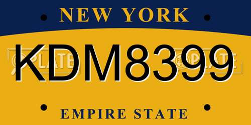 KDM8399 New York License Plate