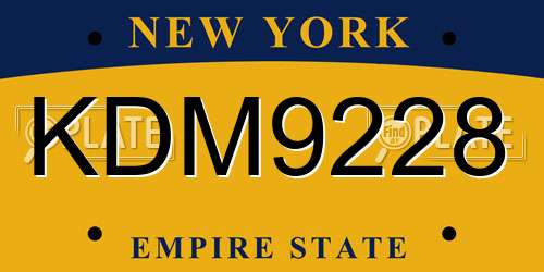KDM9228 New York License Plate