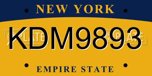 KDM9893 New York License Plate