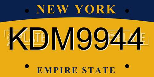 KDM9944 New York License Plate