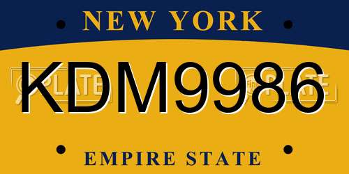 KDM9986 New York License Plate