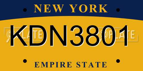 KDN3801 New York License Plate