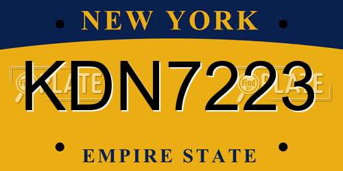 KDN7223 New York License Plate