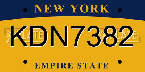 KDN7382 New York License Plate