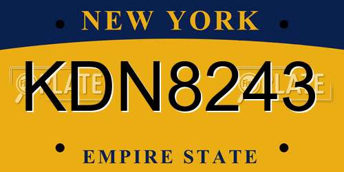 KDN8243 New York License Plate