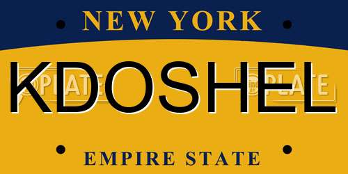 KDOSHEL New York License Plate