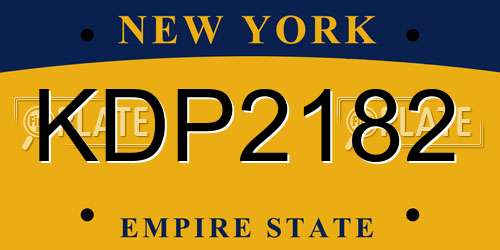 KDP2182 New York License Plate