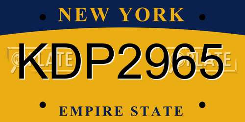 KDP2965 New York License Plate