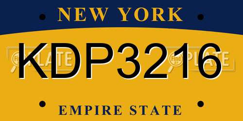 KDP3216 New York License Plate