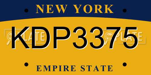 KDP3375 New York License Plate
