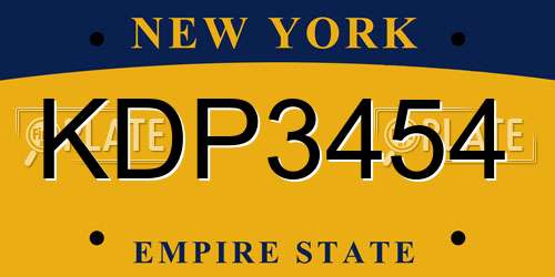 KDP3454 New York License Plate