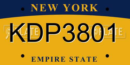 KDP3801 New York License Plate