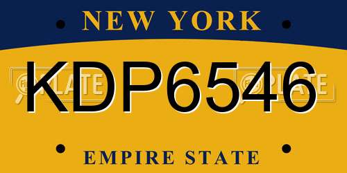 KDP6546 New York License Plate