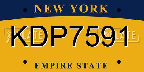 KDP7591 New York License Plate