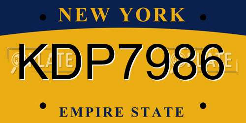 KDP7986 New York License Plate