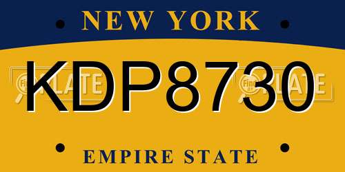 KDP8730 New York License Plate